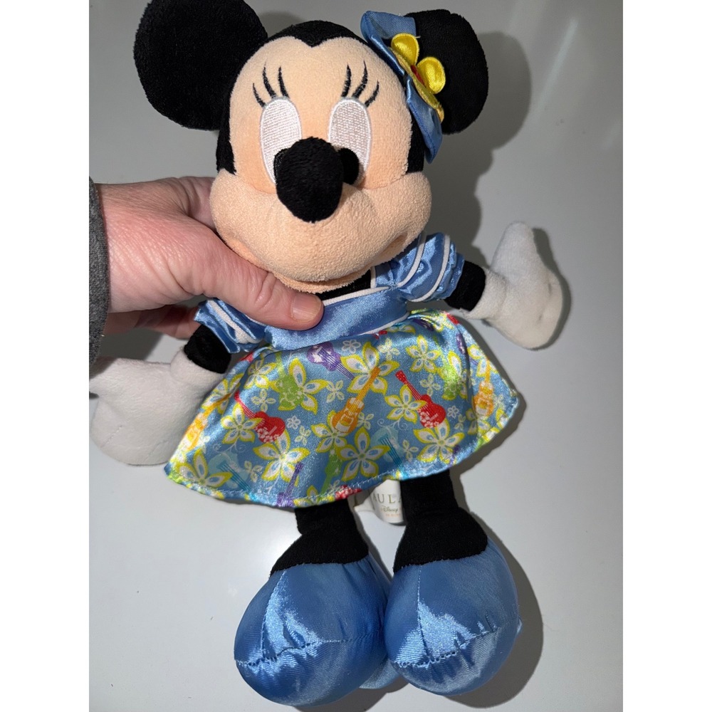 Disney Aulani Resort Minnie Mouse Plush Hawaii Tropical Floral Ukulele Dress 11"
